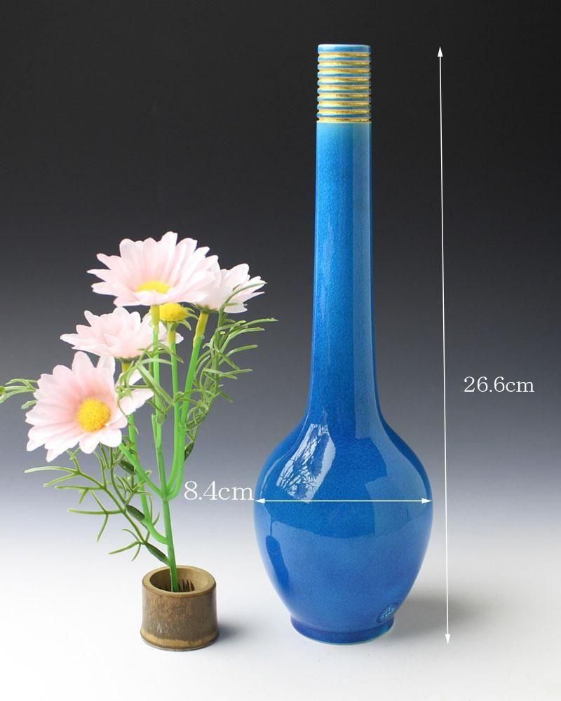 茶道具　交趾鶴首花入　永楽善五郎 浅黄交趾鶴首花入 永楽善五郎（即全）造