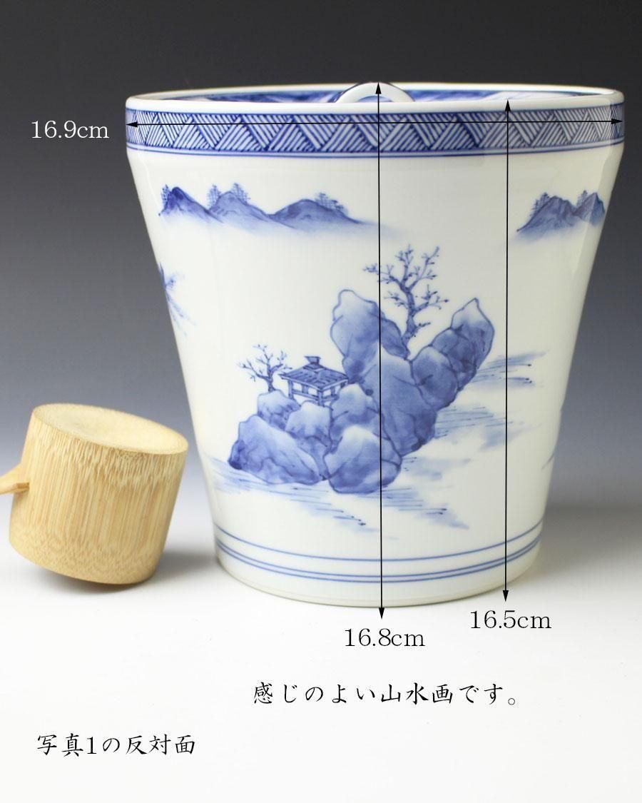 水指 景徳鎮染付竹絵末広形 竹絵（たけのえ）