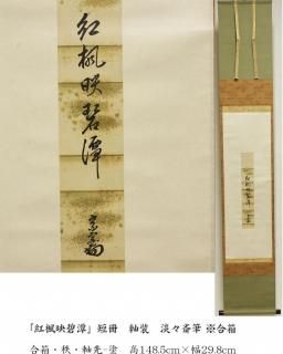 たい 掛軸 茶掛 雪尾要道和尚筆【水上翠】青楓 画讃 自筆 大徳寺 住職 たい 掛軸 茶掛 雪尾要道和尚筆【水上翠】青楓 画讃 自筆 大徳