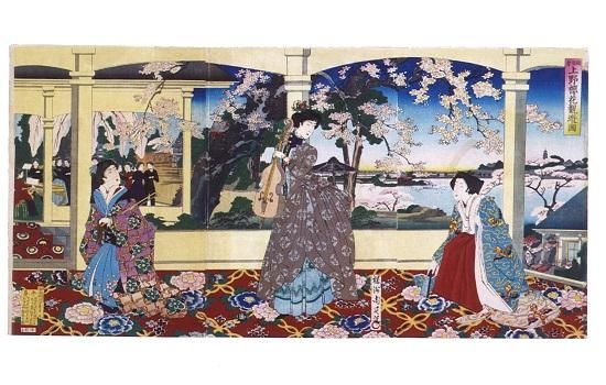 ポストカード 踏舞会上野桜花観遊ノ図 - 国立歴史民俗博物館