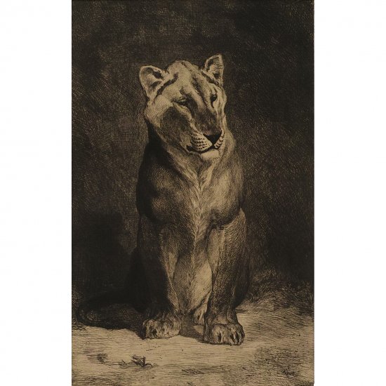 オーギュスト・アンドレ ランソン「ライオン・雌」19世紀 アンティーク