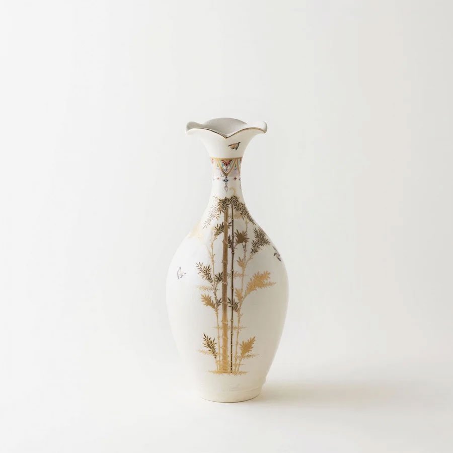 白薩摩桔梗口花瓶（本金竹）[シロサツマキキョウグチカビン