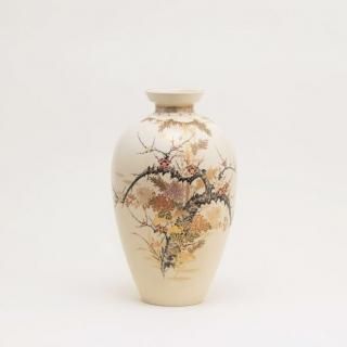 受注生産 薩摩焼 十五代沈壽官作(ちんじゅかん)白薩摩九寸花瓶
