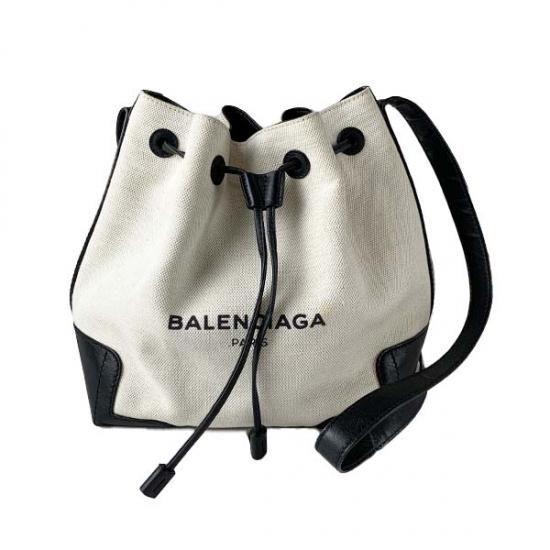 BALENCIAGA バレンシアガ ネイビーバケット巾着ショルダーバッグ