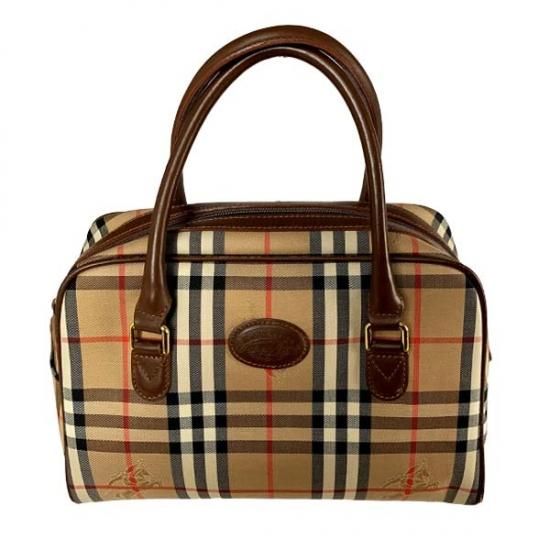 BURBERRY バーバリー チェック柄 キャンバス×レザー ショルダーバッグ