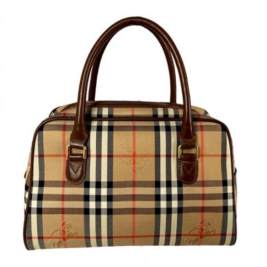 BURBERRY バーバリー チェック柄 キャンバス×レザー ショルダーバッグ