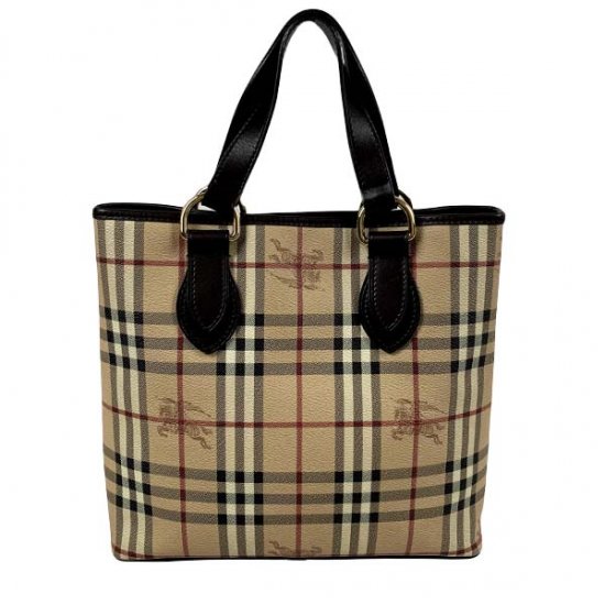 BURBERRY バーバリー チェック柄 PVC/レザー ハンドバッグ - CARA