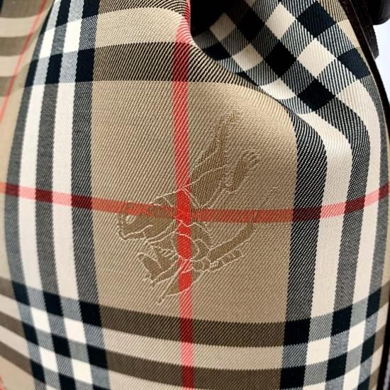 BURBERRY バーバリー チェック柄 キャンバス/レザー 巾着ショルダー