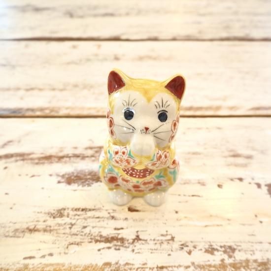 お祈り猫 黄釉桜 九谷焼 乙女心オンラインショップ