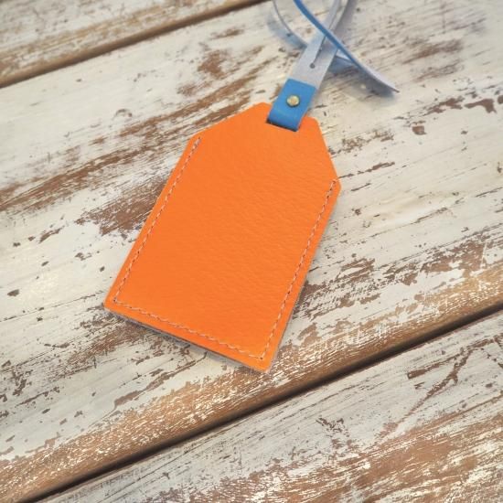 レザーラゲッジタグ dot mix × orange 002 carmine 乙女心オンライン