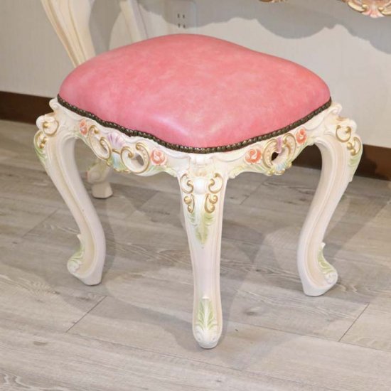 ロココ調スツール プリンセススツール 椅子 腰掛け クラシック調 ピンク 姫家具