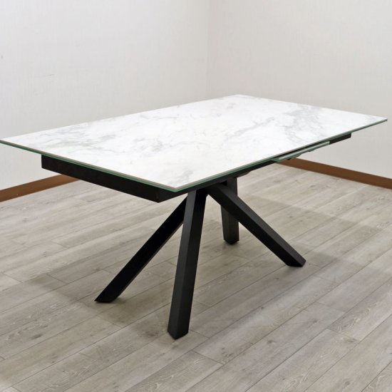 伸長式 セラミックテーブル 160cm 200cm ホワイト ダイニングテーブル