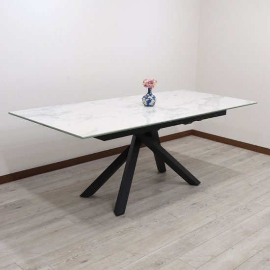 伸長式 セラミックテーブルセット 160cm 200cm ホワイト ダイニング