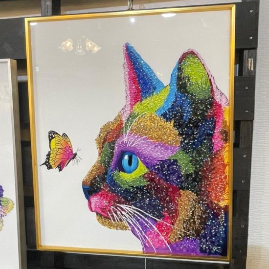 アートフレーム 猫と蝶B 絵画 クリスタルピクチャー| インテリア北欧オンラインショップ