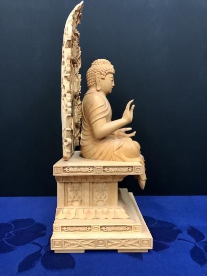 奏音 本柘植八角台飛天3.0寸釈迦(直送品)