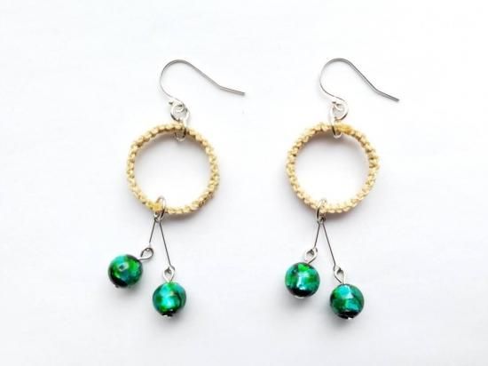美ぎ苧麻-kagi bū-シルバーピアス[#4](Silver925) Mグリーン - RML