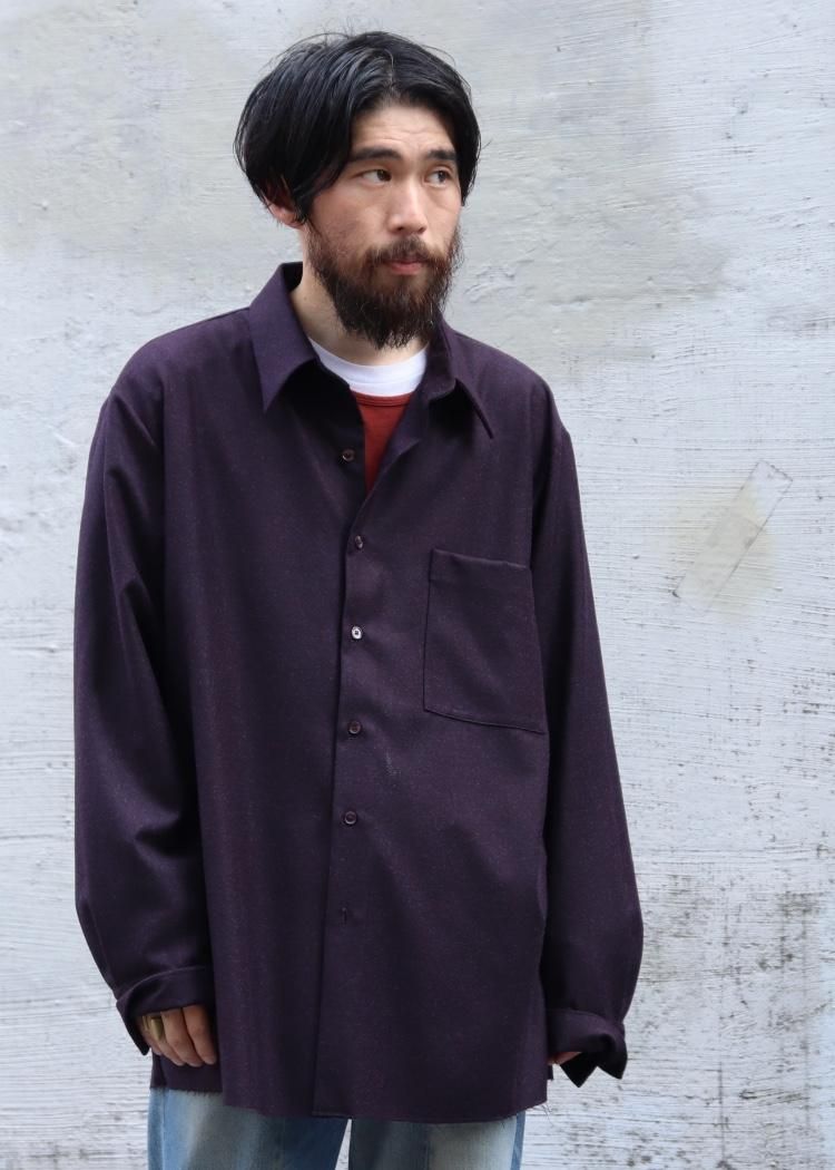 GABRIELA COLL GARMENTS【 NO.118 LORO PIANA POCKET WOOL SHIRT / PURPLE  MELANGE】 - faye project