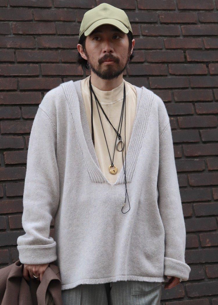 超可爱 Boberg Lea 【KNITTED project faye - 】 STONE / JUMPER NECK V トップス