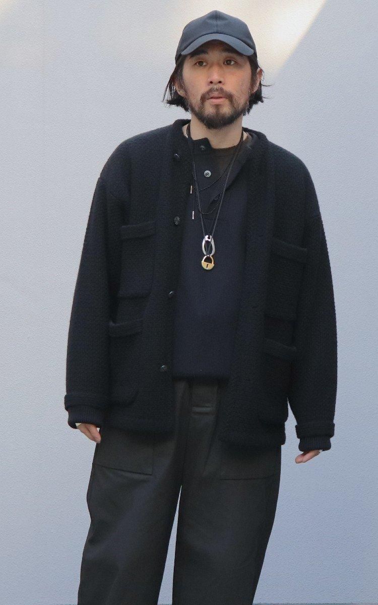 OLDE H＆Daughter 【Pure cashmere collarless jacket】