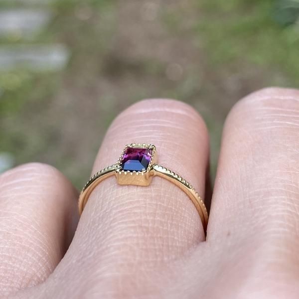 minはる美しい照り!!★バイカラーサファイア★リングオーダー 極美ルース☆バイカラーサファイア 職人手作り ミルデザインリング