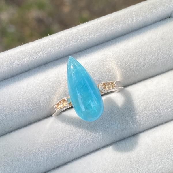 リング制作 オールドストック☆大粒パライバトルマリン ペアシェイプ