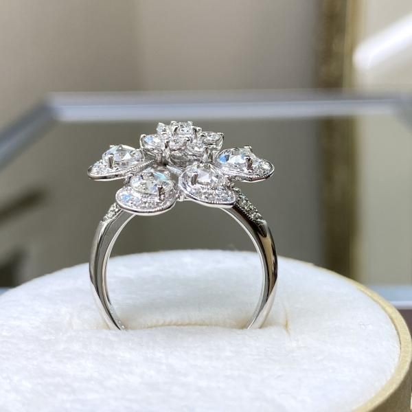 推奨品☆ローズカットダイヤモンド 豪華フラワーリング 2.06ct - www