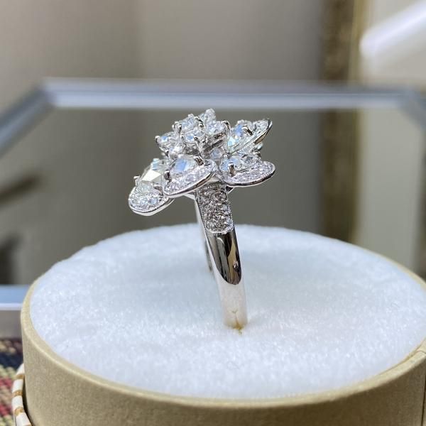 推奨品☆ローズカットダイヤモンド 豪華フラワーリング 2.06ct