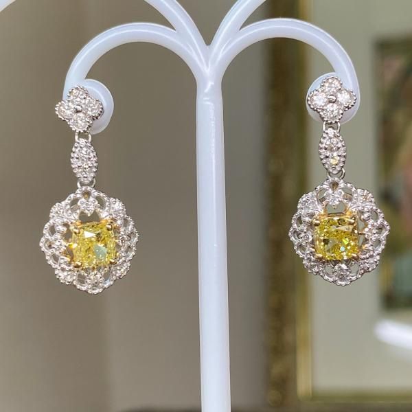 ☆SALE☆ 大粒レア☆ファンシーイエローダイヤモンド 豪華ピアス
