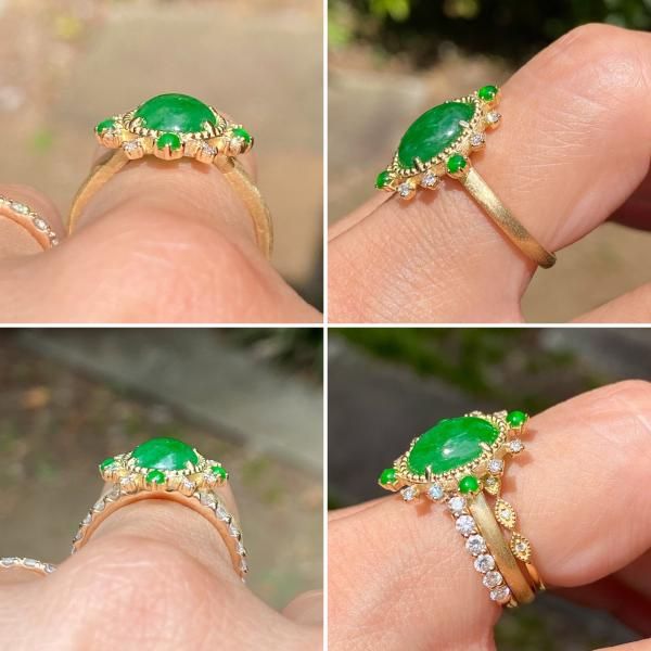 み*ん様 ヴィンテージ リング 18金製 希少 翡翠 ろうかん K18YG☆ろう