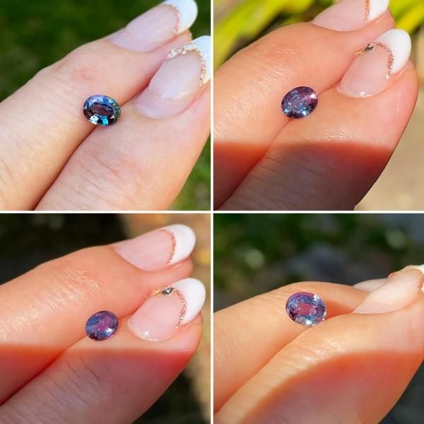 大粒極美☆天然アレキサンドライト オーバル 0.554ct 青地～赤紫 激変