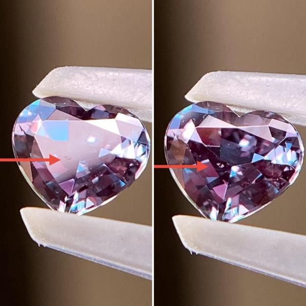 極上極美☆天然アレキサンドライト 希少ハート 0.343ct 青地～赤紫