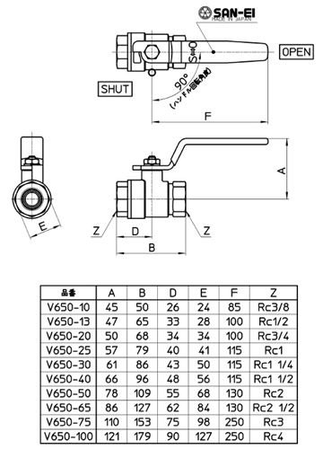 三栄水栓 SANEI 【V650-40】 ボールバルブT型 - 住設問屋｜換気扇