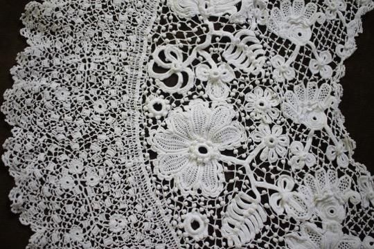 アイリッシュクロッシェレース ケープ 付け襟 24×45cm - アンティーク