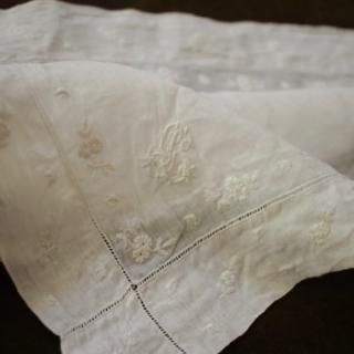 バテンレース刺繍ハンカチ プレイスマット アンティーク スワトウ刺繍