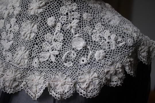 アイリッシュクロッシェレース 付け襟 20×32cm - アンティーク