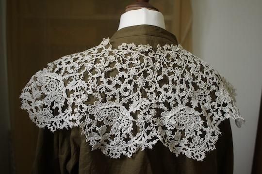 フランスアンティーク19世紀ポワンドガーズブリュッセルミックス襟