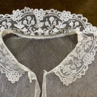 つけ襟 レース レディース 大きめ襟 白 ビッグ 刺繍 アンティーク調 甘から