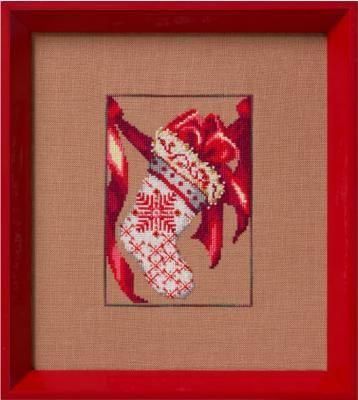 Red Ribbon Stocking - 赤いリボンのくつ下 - CrossStitch House