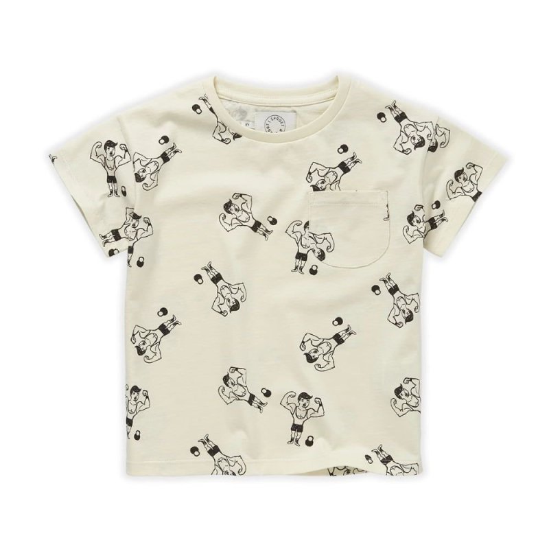 Sproet&Sprout T-SHIRT POCKET STRONG MAN PRINT