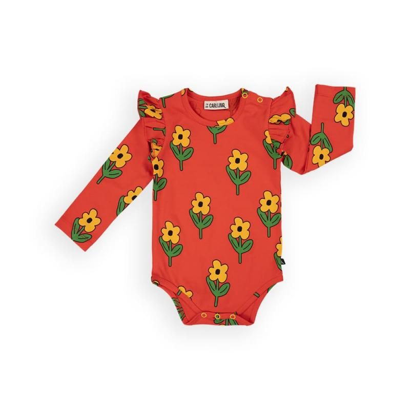 CARLIJNQ Flowers Bodysuit Ruffled Longsleeve