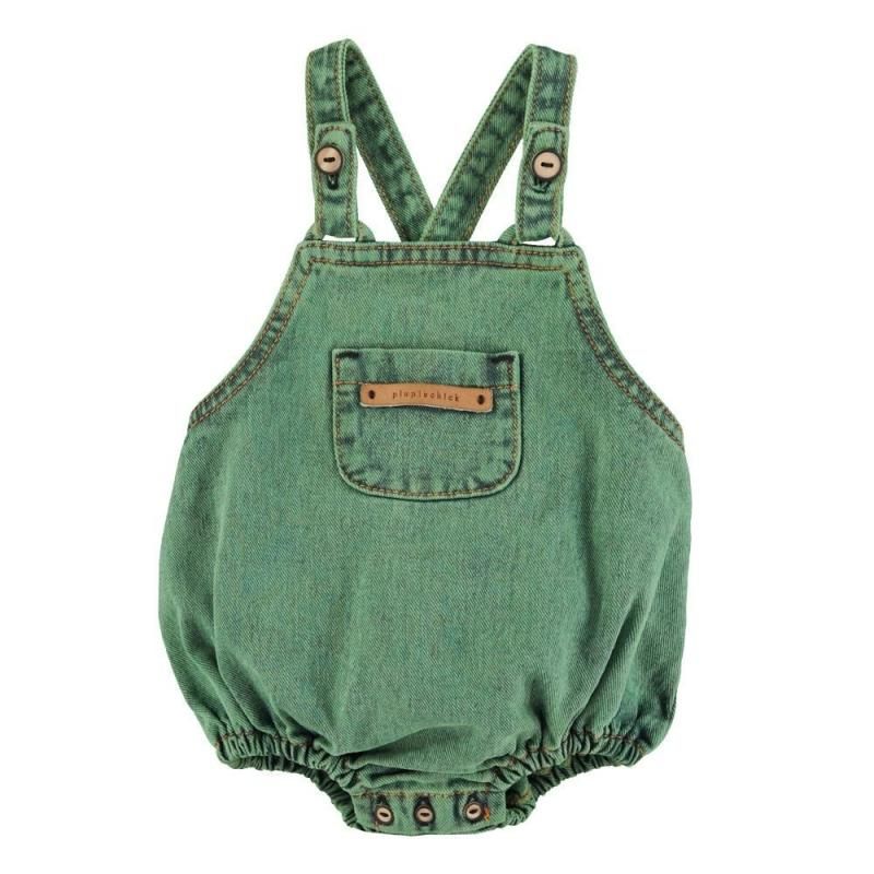piupiuchick Baby romper | Washed green denim