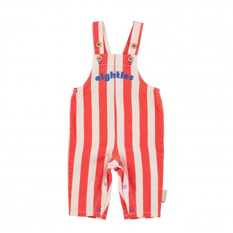 piupiuchick BABY DUNGAREES : red&white stripes w/ eighties print