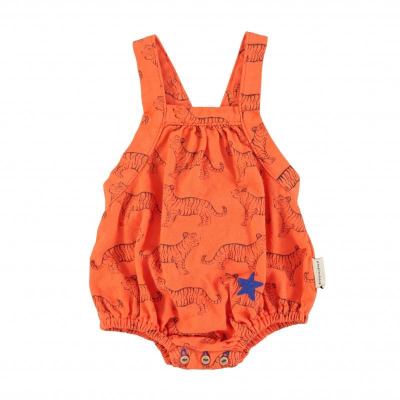 piupiuchick Baby romper | Orange w/black tigers OWB
