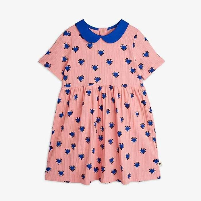 Mini Rodini OUTLINED HEARTS SHORT SLEEVE DRESS