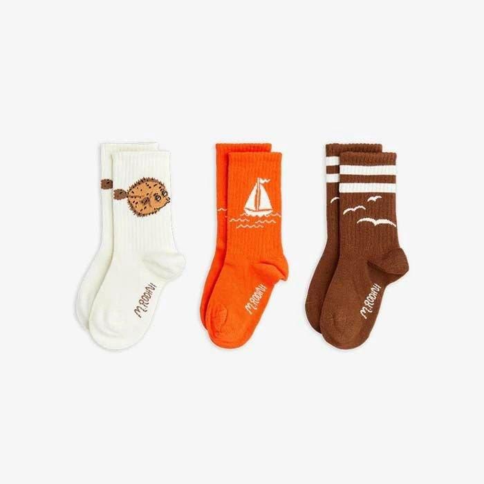 Mini Rodini SAILING BOATS 3-PACK SOCKS