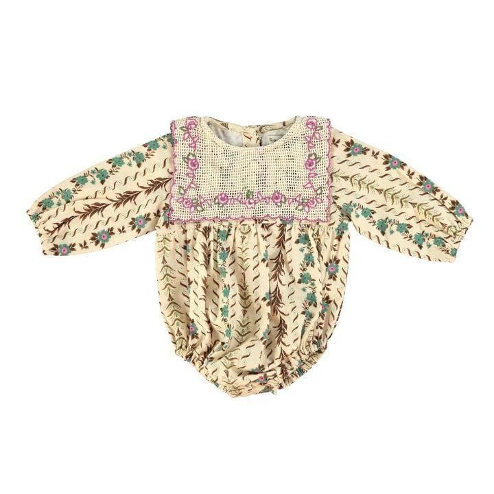 bebe organic ELSA ROMPER | Floral Stripe