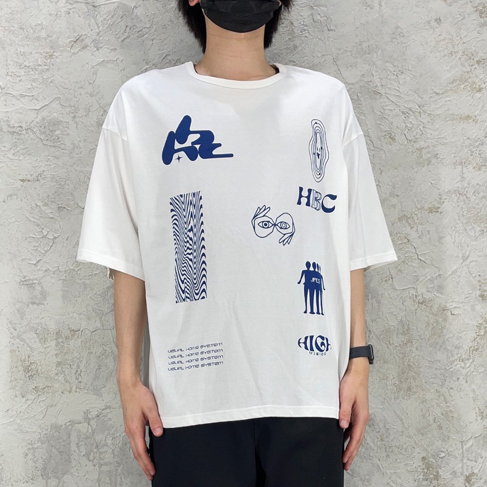 H.B.C / FLATTED BLUE TEE (WHT)