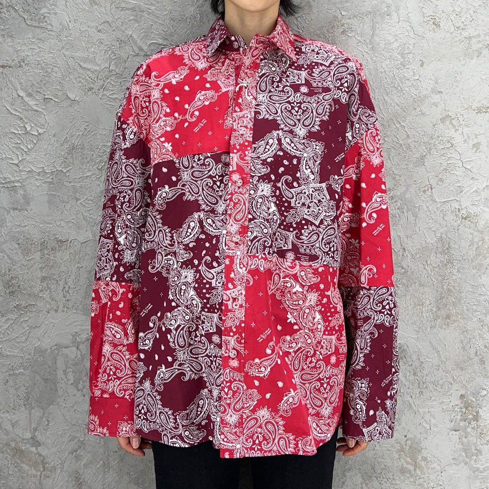 yoshiokubo GROUNDFLOOR / MIX PAISELY L/S SHIRT (RED)