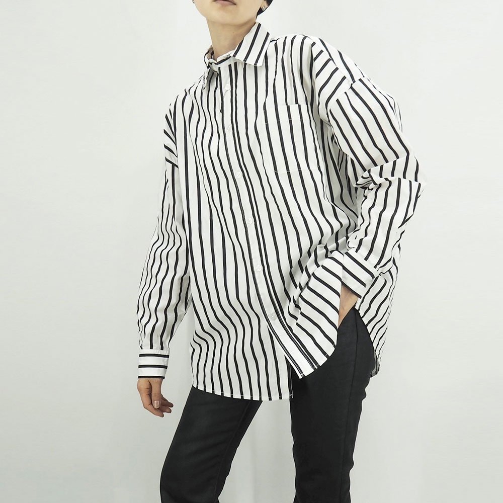 POISON LIFE  / stripes woven wide shirt