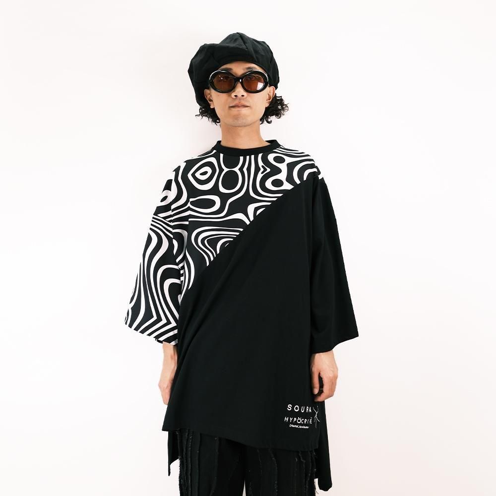 HYPOCRITExSOURAxkakuremi/KIMONOCUT OVERSIZED TEE
